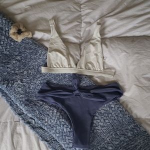 Blue high waisted bikini bottoms